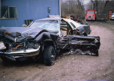 Dane's car after the accident